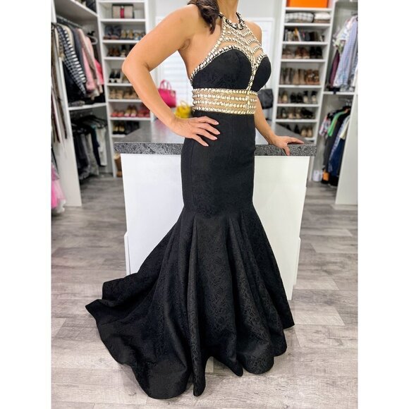 Rachel Allan Black Jacquard Formal Pageant Gown $1198 - Picture 10 of 13
